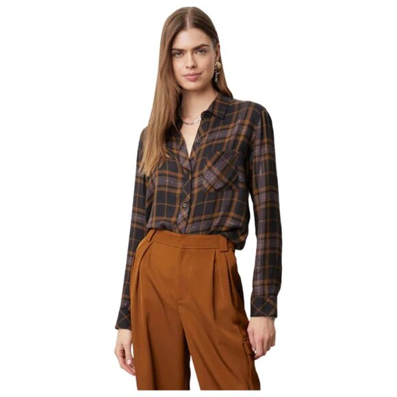 Rails Women's Metallic Camel, Black Lurex HUNTER Shirt, Size Medium - Picture 1 of 9